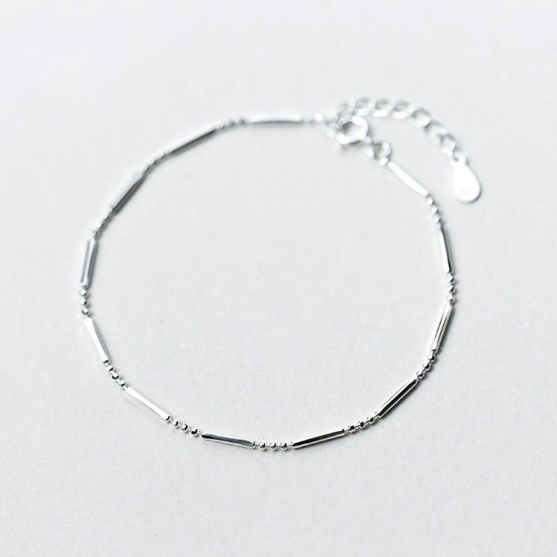 

Link, Chain 100% 925 Solid Real Sterling Silver Beads Stick 15.5cm Bracelets For Teen Women Hand Accessories Jewelry