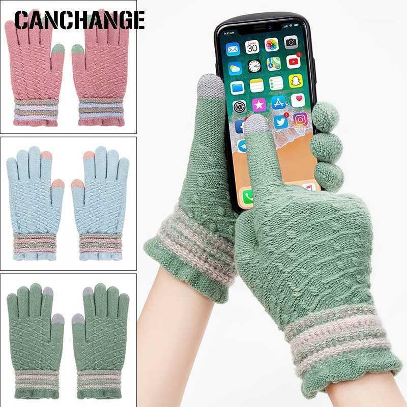 

Five Fingers Gloves Fashion Candy Colors Knitted Screen Touch Winter Women Men Convenient Hand Wear Thick Cotton Unisex Guantes1