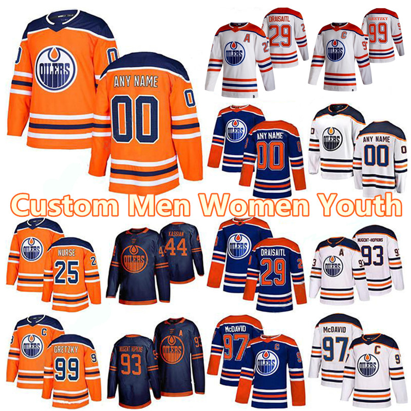 

Edmonton Oilers Jersey 97 Connor McDavid 74 Ethan Bear 29 Leon Draisaitl Jerseys 99 Wayne Gretzky 93 Ryan Nugent-Hopkins 18 James Neal 25 darnell nurse Hockey Wear, Women's color 2