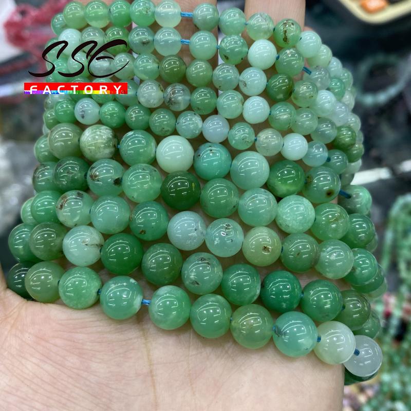 

Other Natural Australia Chrysoprase Jades Stone Beads Round Loose For Jewelry Making DIY Bracelets Accessories 15''inch 6 8mm A+