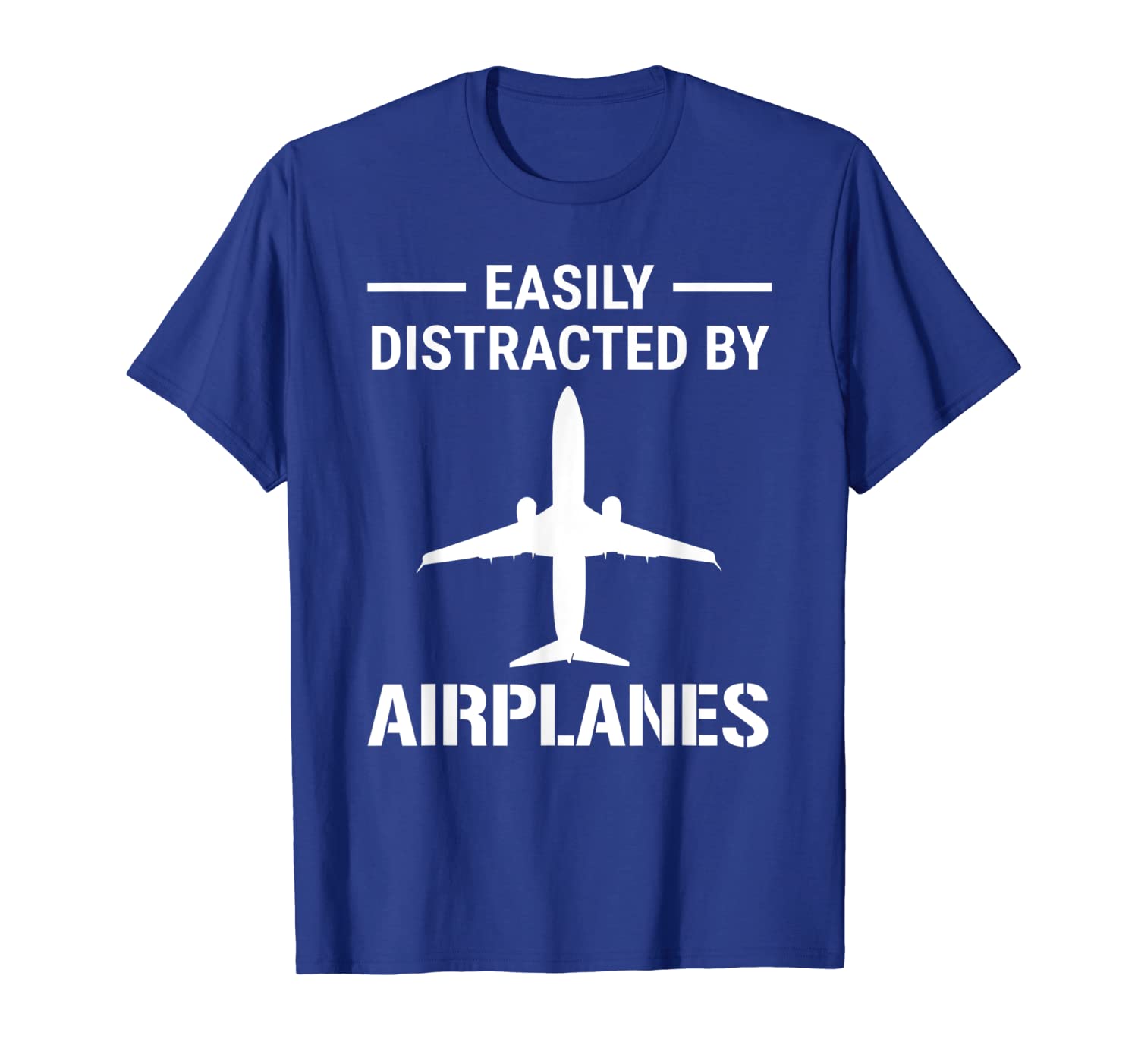 

Easily Distracted By Airplanes T-shirt Funny Pilot Aviation, White;black