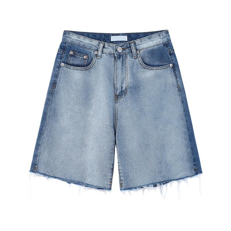 

Women' Shorts Patchowrk Color Wide Leg Vintage Denim Women Summer Bottom, Blue