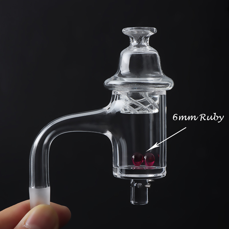 

Smoking Accessories Full Weld Beveled Edge Quartz Enail Banger With Spinning UFO Carb Cap And Ruby Pearls Suit For Glass Water Bongs