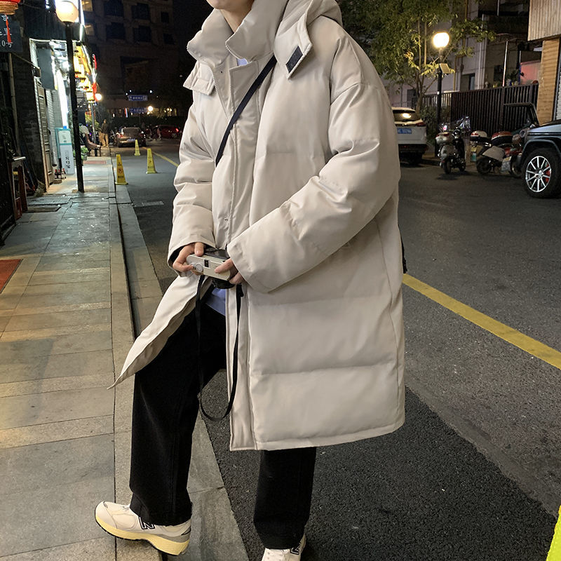 

2021 New Winter Thick Long Men's Warm Fashion Casual Hooded Parka Men Wild Loose Korean Oversize Coat Mens Jacket Overcoat Hl57, Black