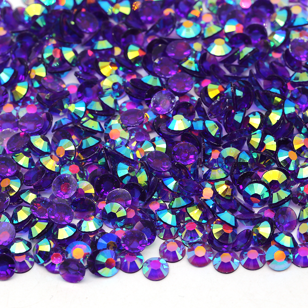 

XULIN Flatback Resin Rhinestone 2mm 3mm 4mm 5mm 6mm Resin Non Hotfix Round Crystal Stones Transparent Bottom Blue Purple Ab Strass For Diy Craft Decoration