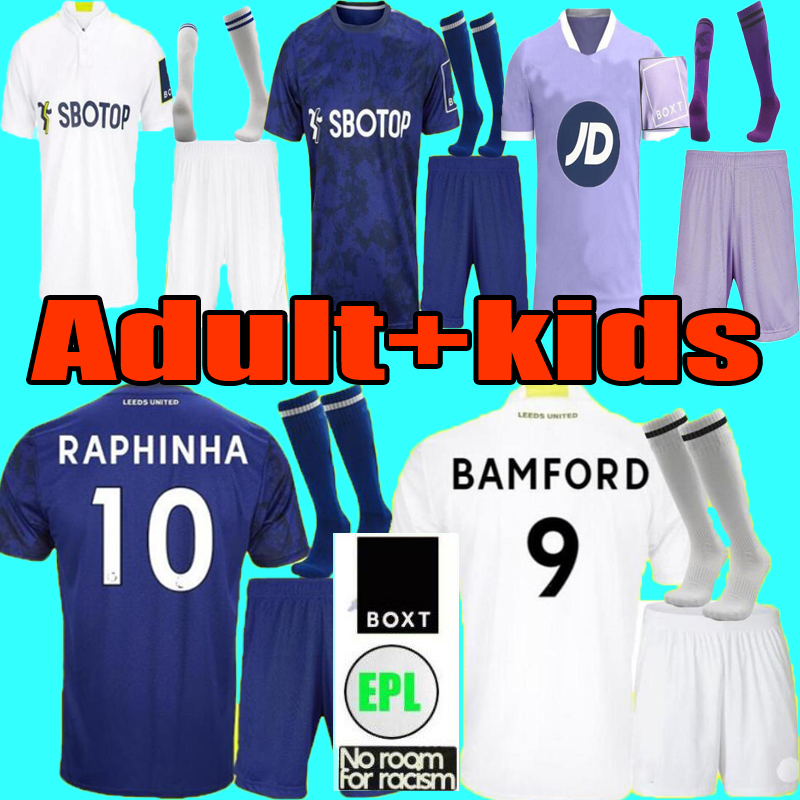 

kids kit 21 22 Leeds soccer jerseys set United Player fans version 2021 2022 HARRISON HERNANDEZ COSTA BAMFORD ALIOSKI CLARKE football shirt uniforms sets, 2021 home kids sock