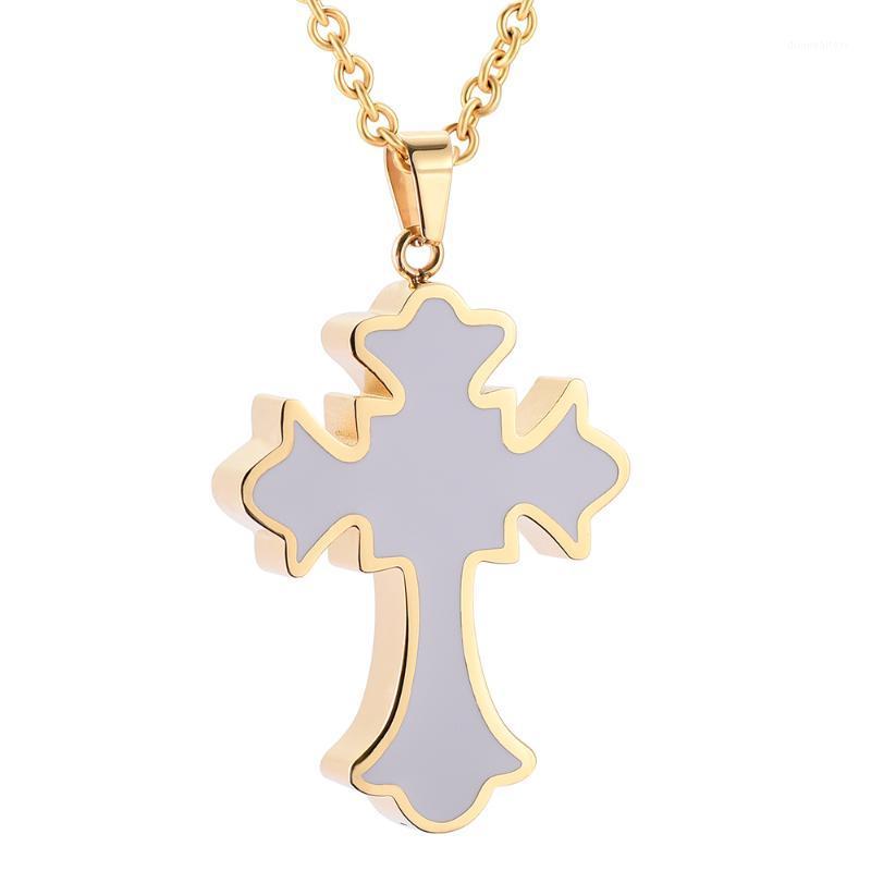 

Gold-Color Cross Urn Necklace Stainless Steel Ashes Cremation Pendant Keepsake Memorial Jewelry For Prayer Loved One Chains