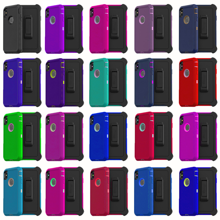 

For iPhone 11 12 Pro Xs XR MAX 8 7 6S Plus Cases Hybrid Robot 3in1 Defender Shockproof Waterproof Phone Case With Clip, Mix colors / best selling color