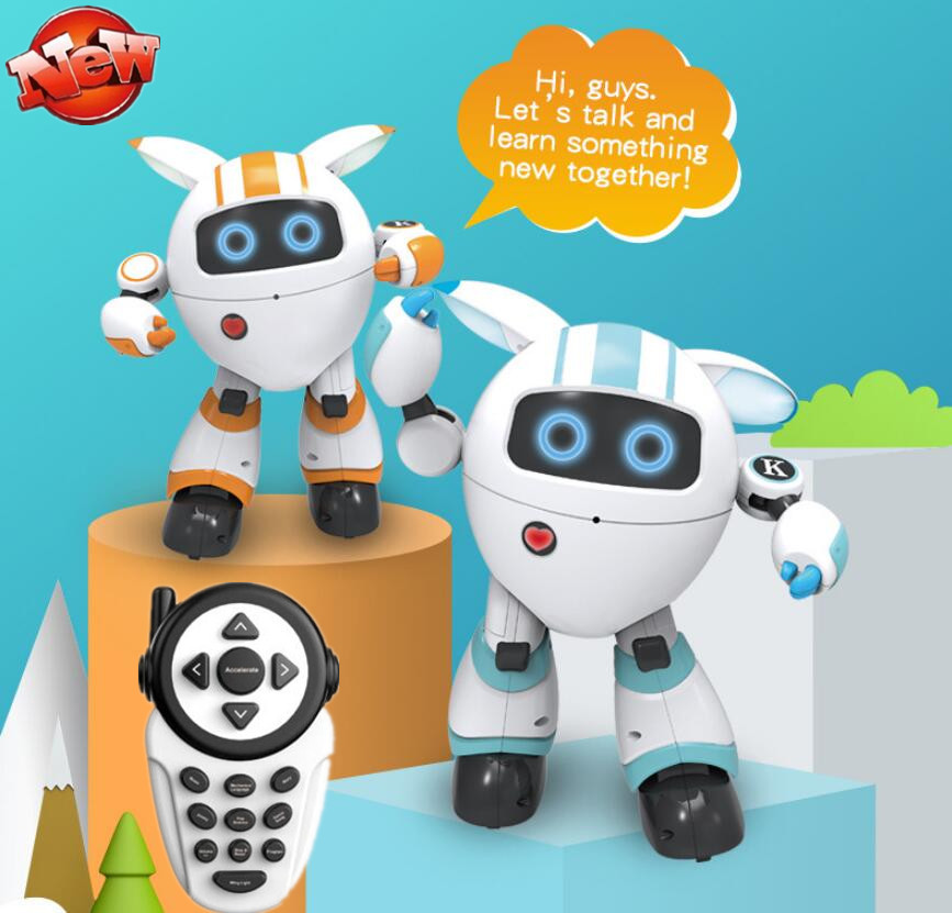 

Multifunctional voice Intelligent Education RC Robot 2.4G Touch Sensing Motion Programming Early learning Radio Control Robot, Orange