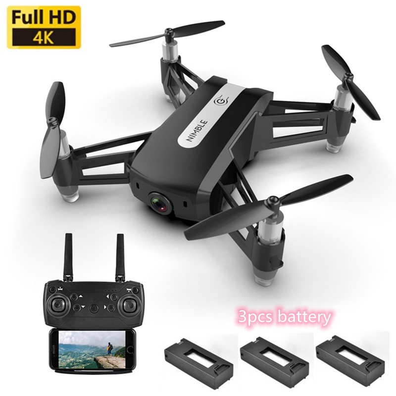 

4K HD ESC camera WIFI FPV RC Drone Professional Aerial Video Foldable Quadcopter Trajectory Flight Altitude Hold Drone With Bag, White box 1battery