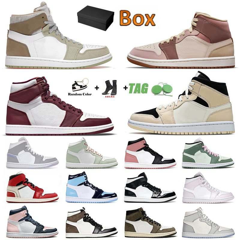 

Top Basketball Shoes Jumpman 1 1s Mens Womens High Quality Sports Sneakers University Blue High OG Dark Mocha Bordeaux Mid Carbon Fiber Pink Designer Trainers, # brushstroke 36-46