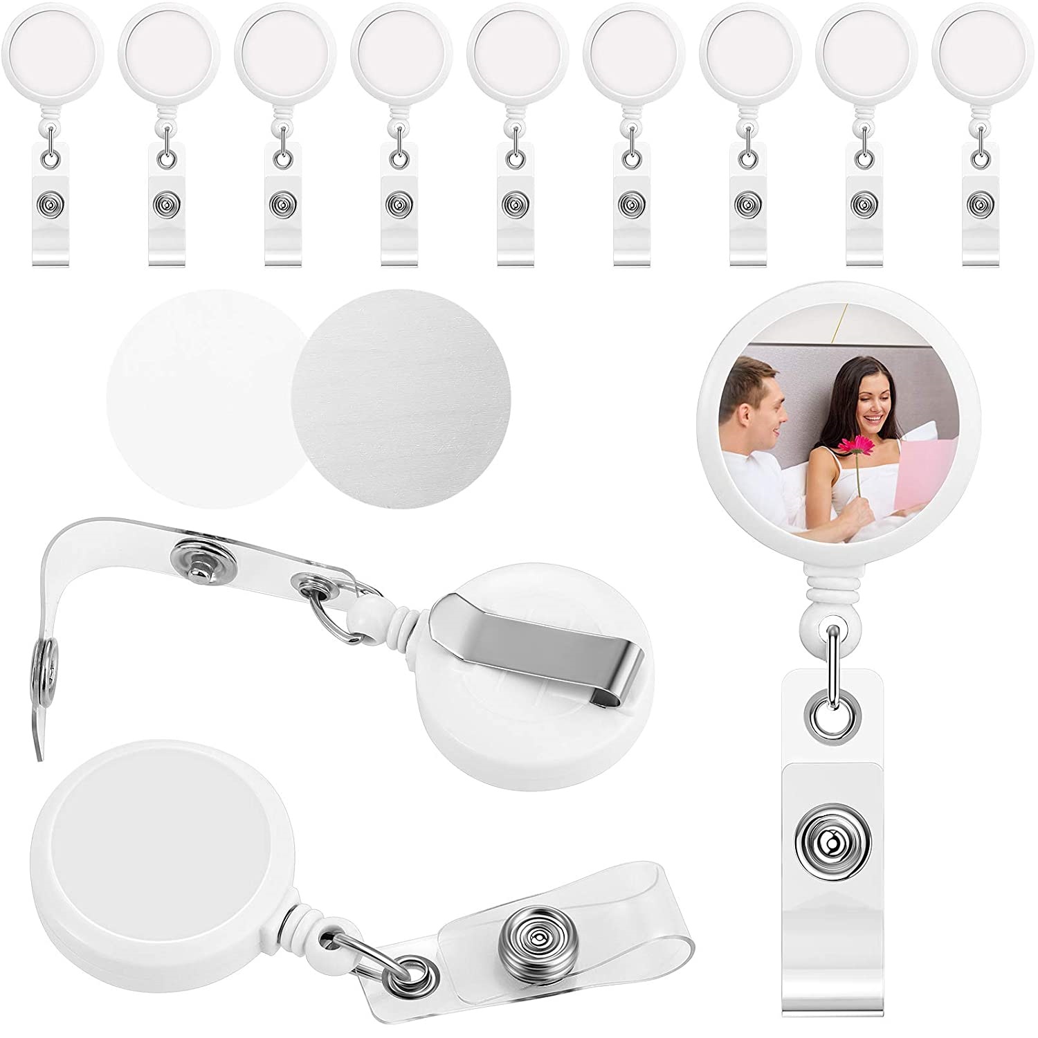 

Sublimation Blank Retractable Badge Holder with Belt Clip Nurse ID Reels for Office Worker Doctor Key Card Name Tag Thermal Printing blanks