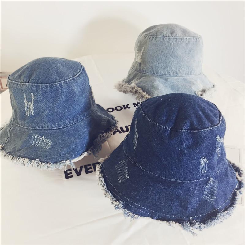 

Cloches Solid Flat Hip Hop Kids Bucket Hat Unisex Panama Sun Fisherman Boys Girls Vintage Street Caps, Light denim
