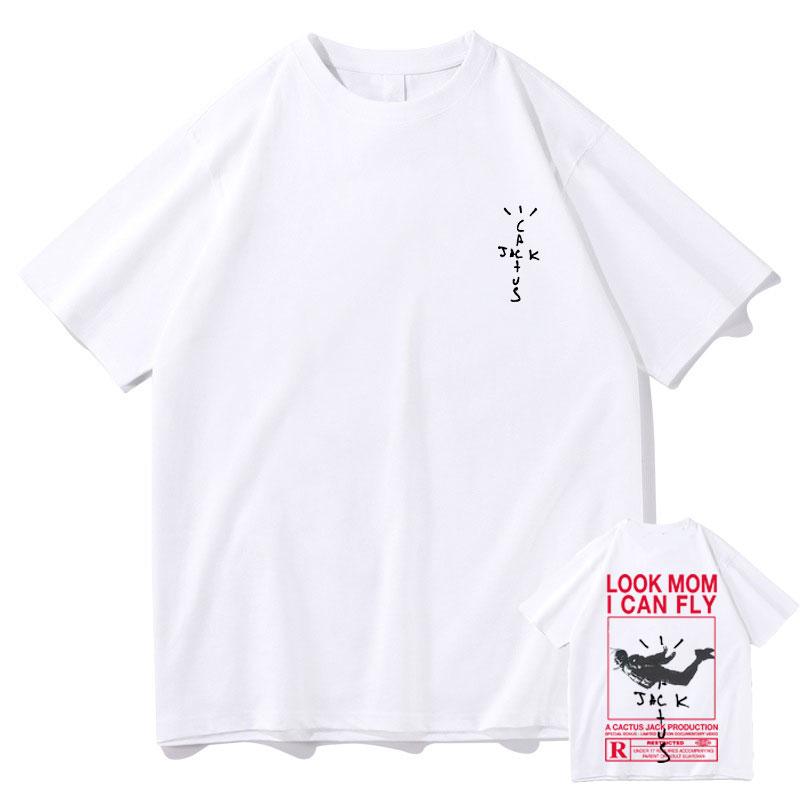 

Men's T-Shirts Summer Men Cactus Jack Tshirt Look Mom I Can Travis ScoTees Hip Hop Trend Tees Short Sleeve Harajuku Logo T-Shirt, Blue