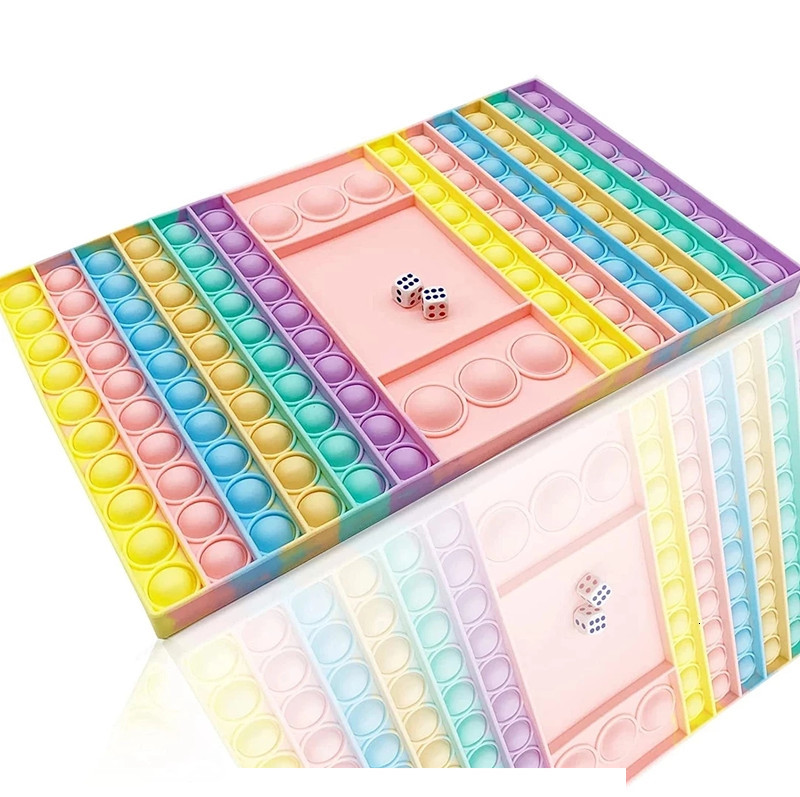 

New Big Size Push Pops giant with dice Colorful Fidget Toys Simple Dimple Popet Its antistress Toy Fun Family Board Game Popits