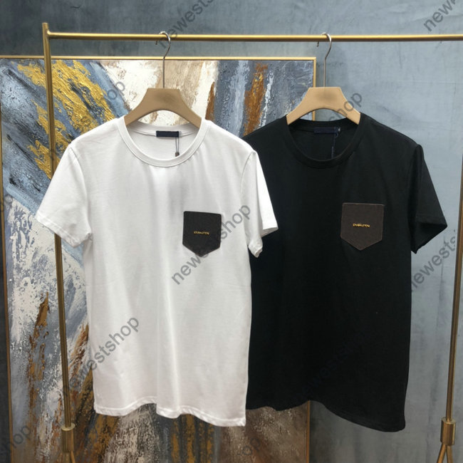 

2021 Mens Summer new High Street Tee Classic Simple T-Shirt Solid Color leather Applique gold letter Designer t shirts cotton casual tshirt, White