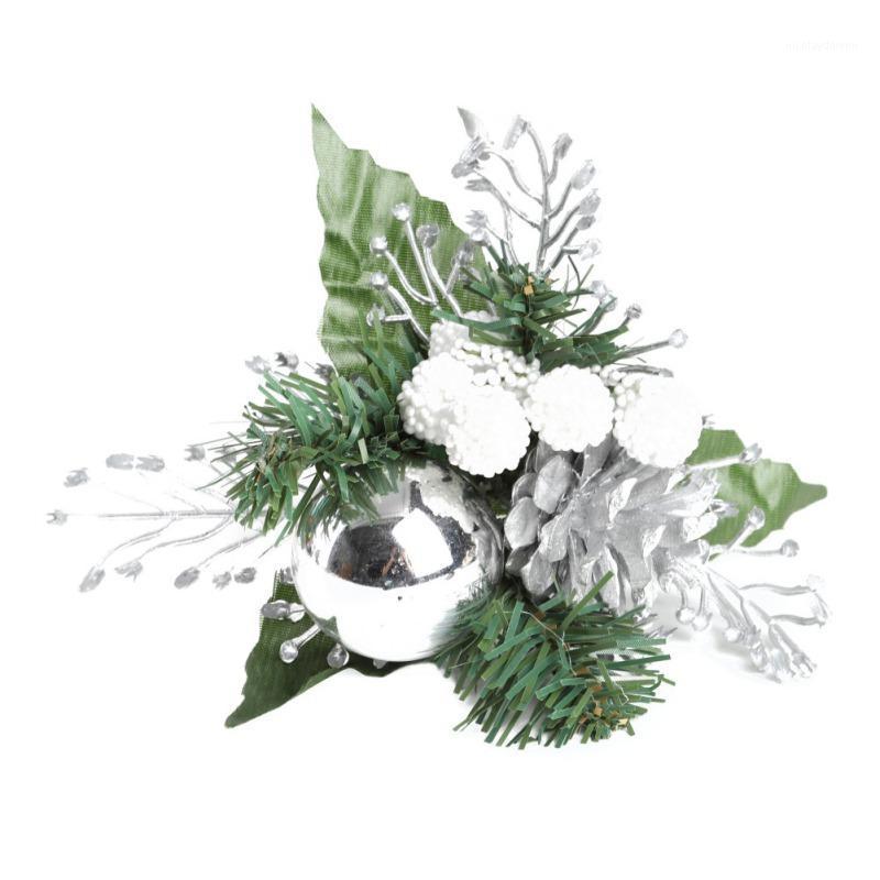 

Christmas Decorations Artificial Pine Stems Fake Cone Gift Box Flowers Ornament Flower Arrangements Wreath Holiday Home Winter Decor A