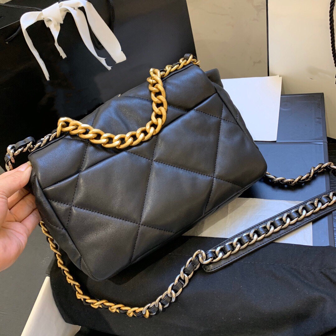 

2021 luxury handbags designer 19 bag women lambskin crossbody bag soft leather big tote purse brand thick chain shoulder bags