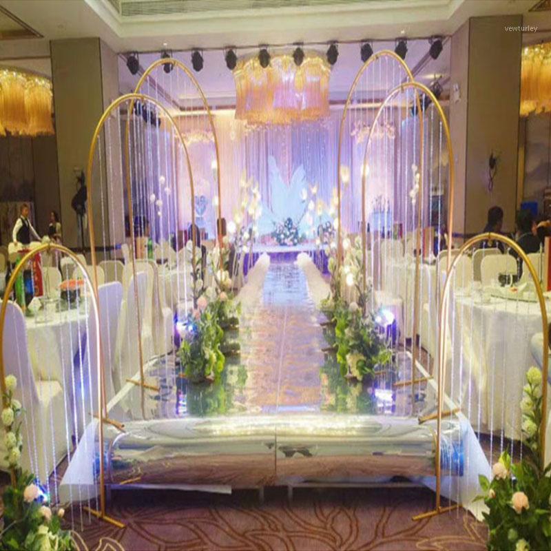 

Party Decoration Creative Wrought Iron Wedding Arch Frame Background Accessory DIY Round Flower Bead Curtain Wall