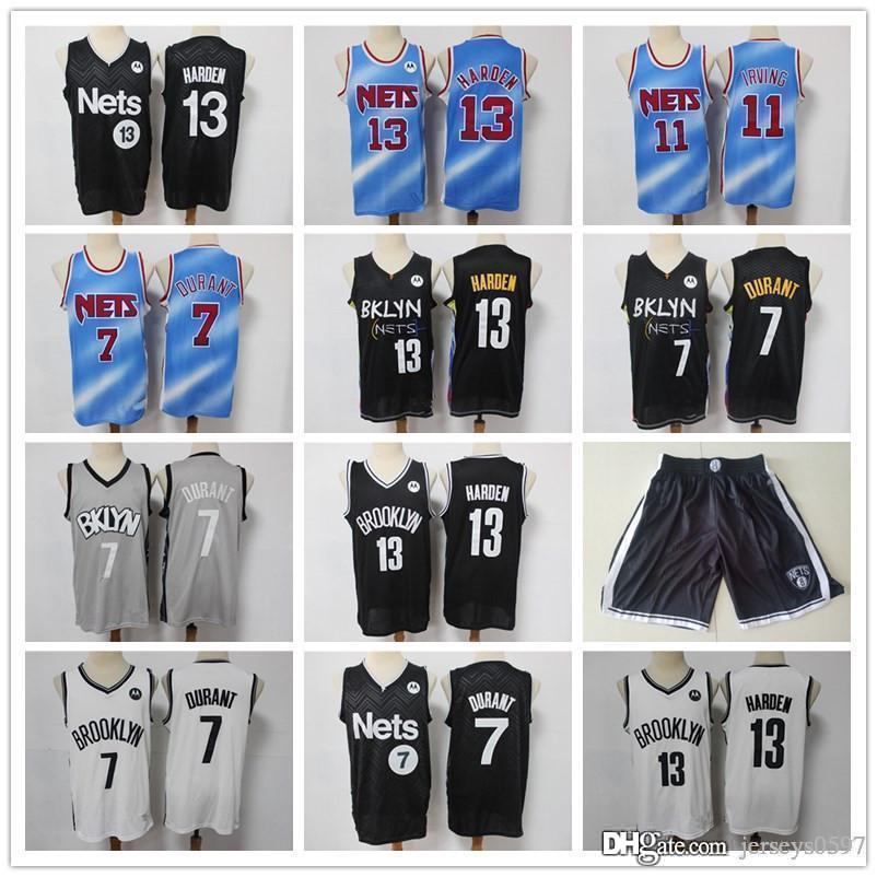 

Mens BrooklynNetsThrowback Jersey Kyrie Kevin 7 Durant 11 Irving James 13 Harden Basketball Shorts Basketball Jersey black Blue, Color
