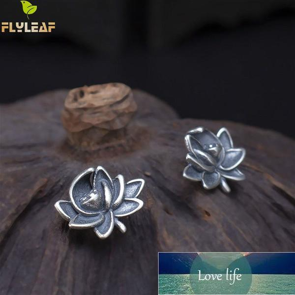 

Flyleaf Lotus Flower Jewelry Real 925 Sterling Silver Chinese Style Vintage Stud Earrings For Women Earings Fine Jewelry