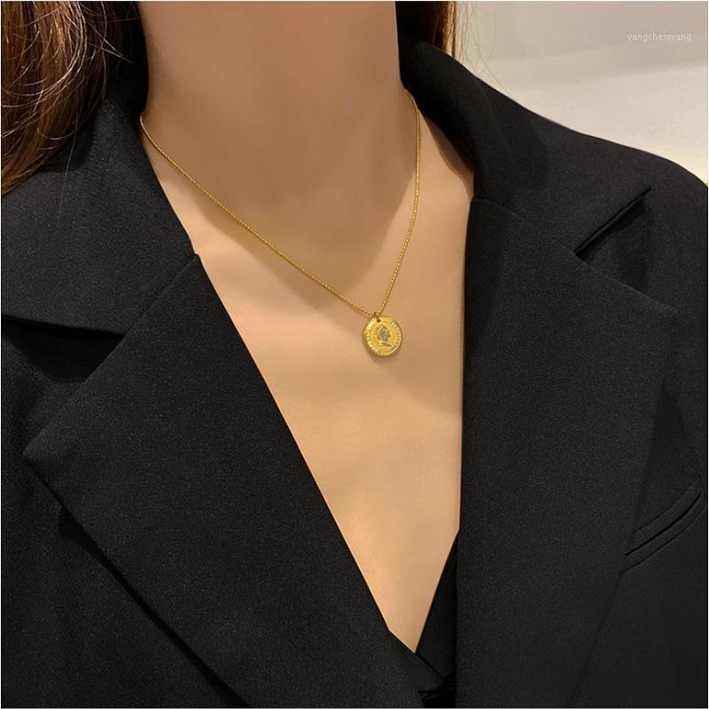 

Sterling Silver French Light Luxury High Sense Net Red Tide Coin Queen Necklace Female Korea 2021 Simple Clavicle Chain Chains