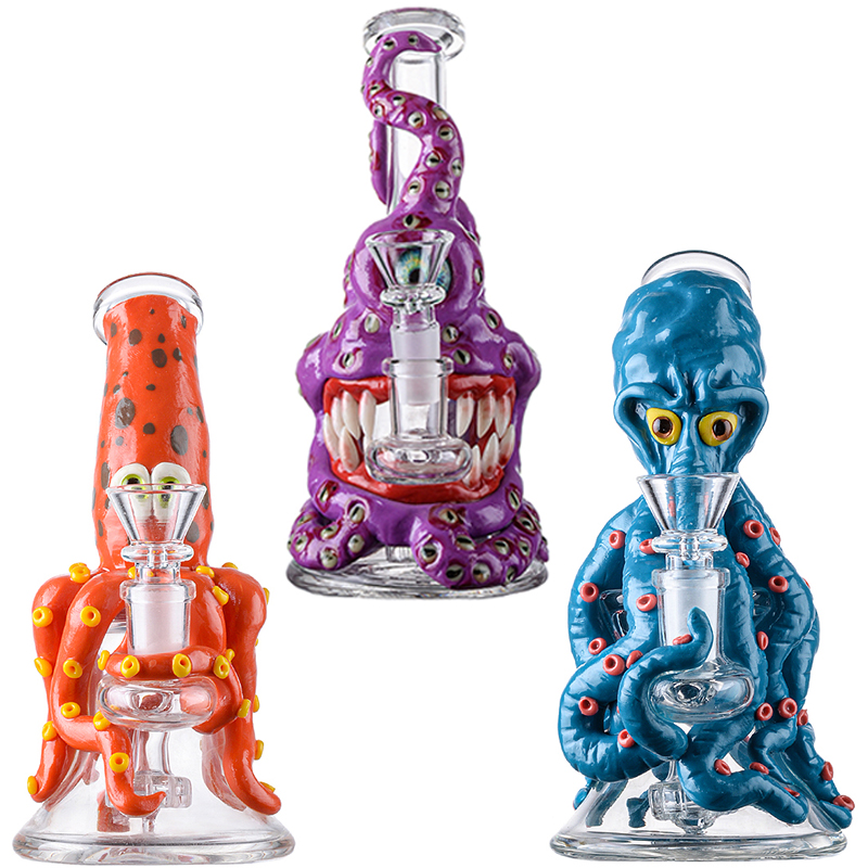 

Heady Glass Dab Rigs Octopus Hookahs Unique Bongs Halloween Style Water Pipes Showerhead Perc 14.5mm Female Joint TX825