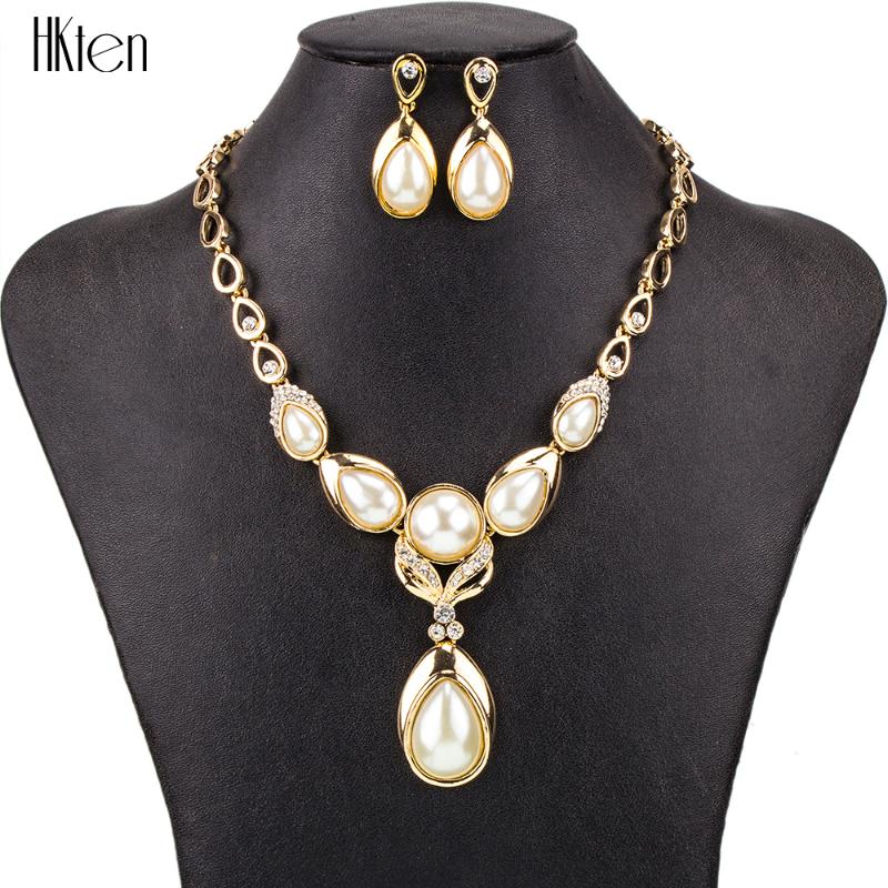 

Earrings & Necklace MS1504498 Fashion Jewelry Sets High Quality 2 Colors For Women Wedding Gold Plate Imitation Pearl Crtstal Design, Silver