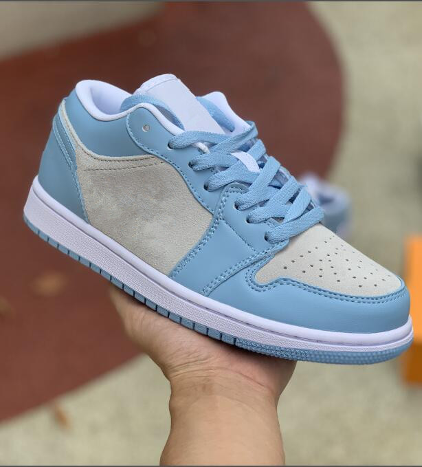 

Newest 1 Low 1s Og UNC Basketball Shoes University Blue triple black light smoke grey panda lucky green Cactus paris mens women Sneakers, Pay for extra lace