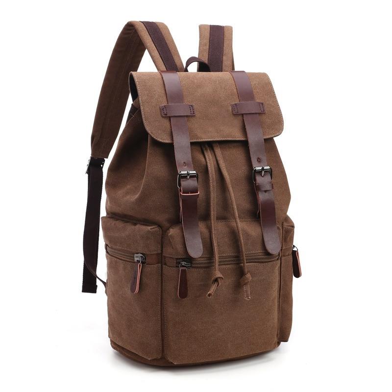 

Backpack Vintage Canvas Tactical Backpacks Men And Women Travel Bags Students Casual Rucksack For Hiking Camping Sport, Black