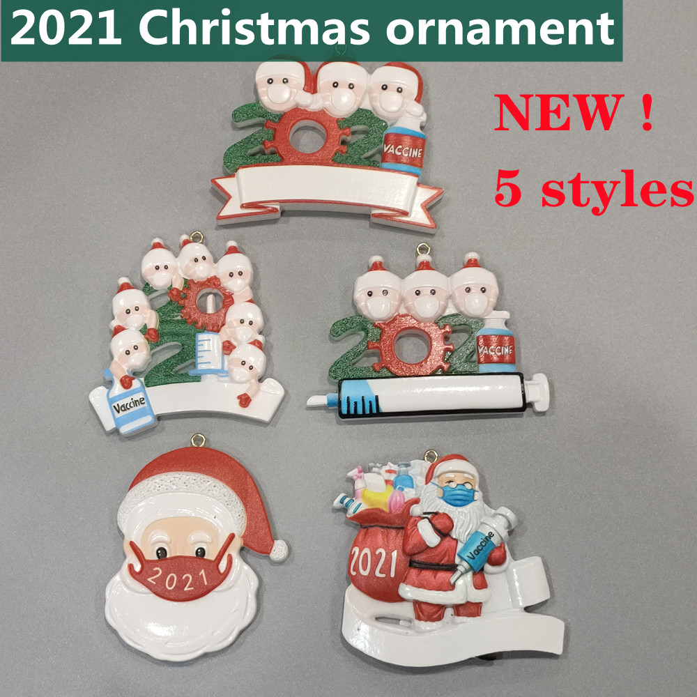

2021 Christmas Ornament tree Decorations Quarantine Resin Personalized Survived Family Tree Pendant Accessories Mixed Styles with Rope