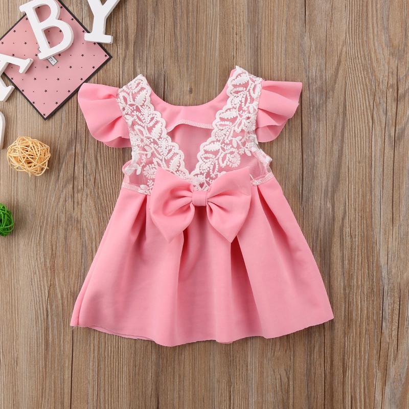 

Girl's Dresses Pudcoco Baby Girls Dress Toddler Backless Lace Bow Princess Tutu Party Wedding Birthday For Easter, Red;yellow