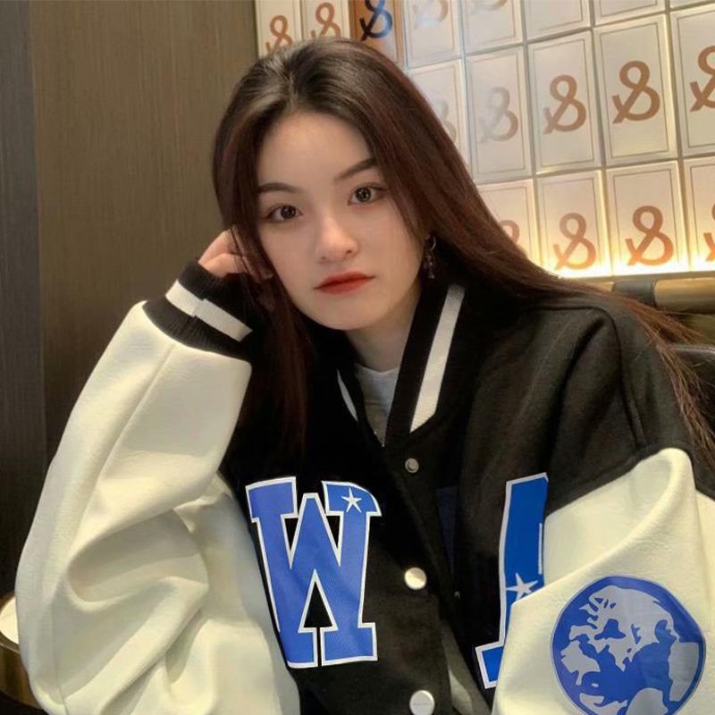 

Women's Jackets 2021 Street Retro Embroidery Baseball Uniform Jacket Men And Women Trendy Brand Hip-hop Loose Wild Casual Couples, Black;brown