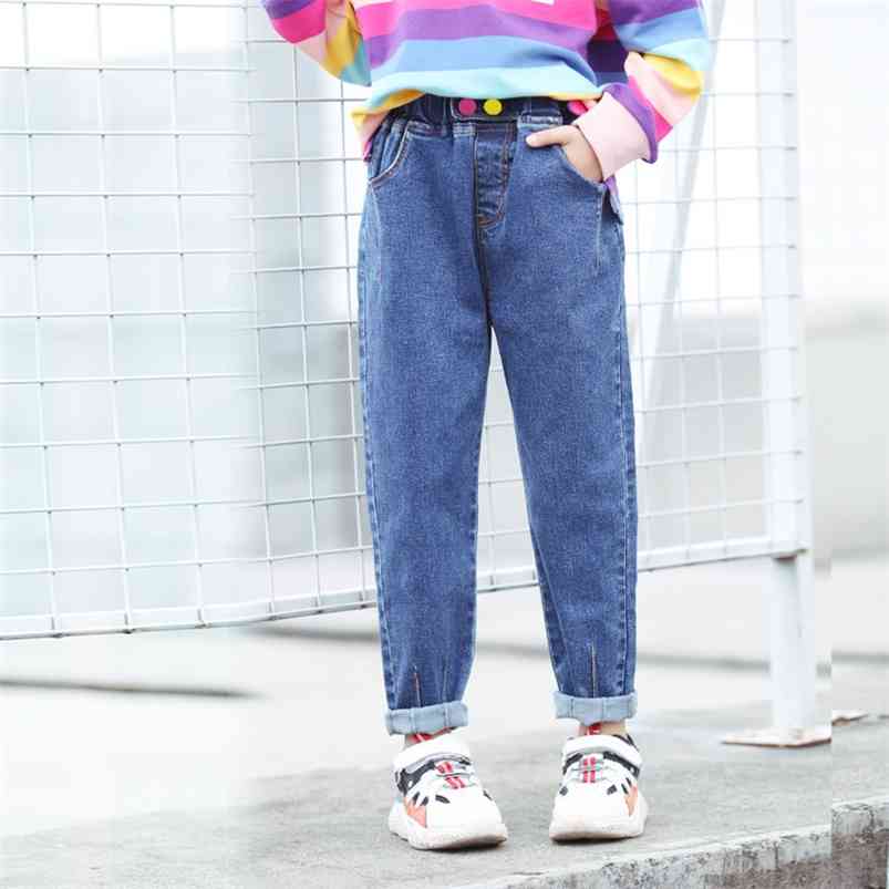 

Girls Jeans for Kids spring autumn Trousers Children Fashion Denim Pants Baby Jean Infant Clothing 2-7T 210629, Blue