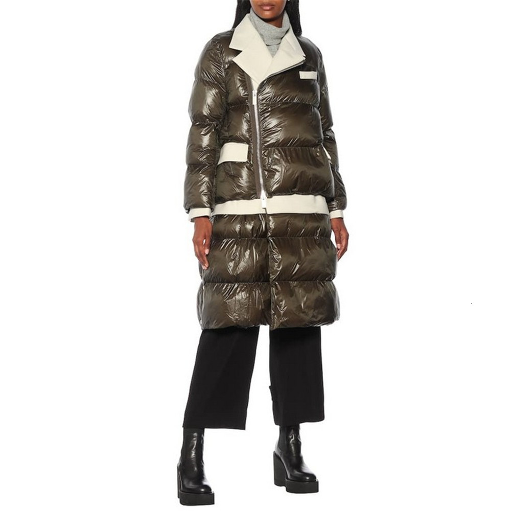 

2021 Women Coats New Down Jacket Mid-length Female Woolen Stitching Contrast Coat to Keep Warm in Winter Kd4m, Black