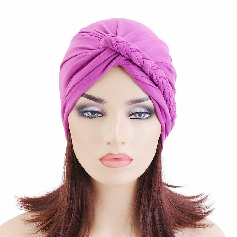 

Beanies Twist Braided Cap Elastic Turban India Headwear Muslim Islamic Women Beaines Head Wrap Hijab Female Hair Care Bandana Hats