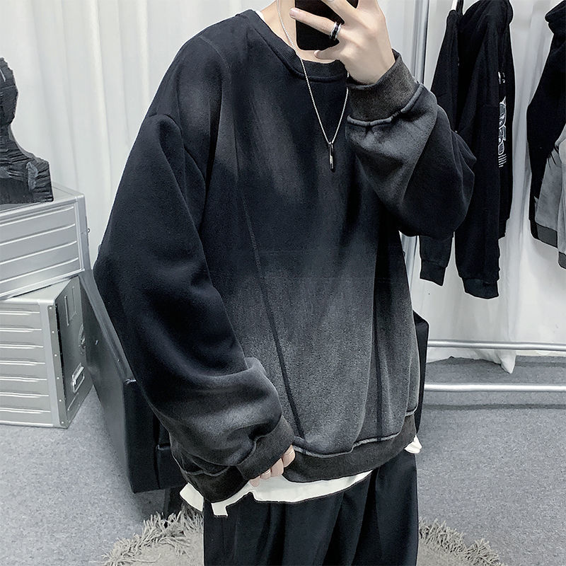 

2021 New Colored Jackets Dyed with Male Ties Around Neck in the Fashion Long Hoodies Pullovers Cotton Casual Clothing M-5xl Size J7w4, Black
