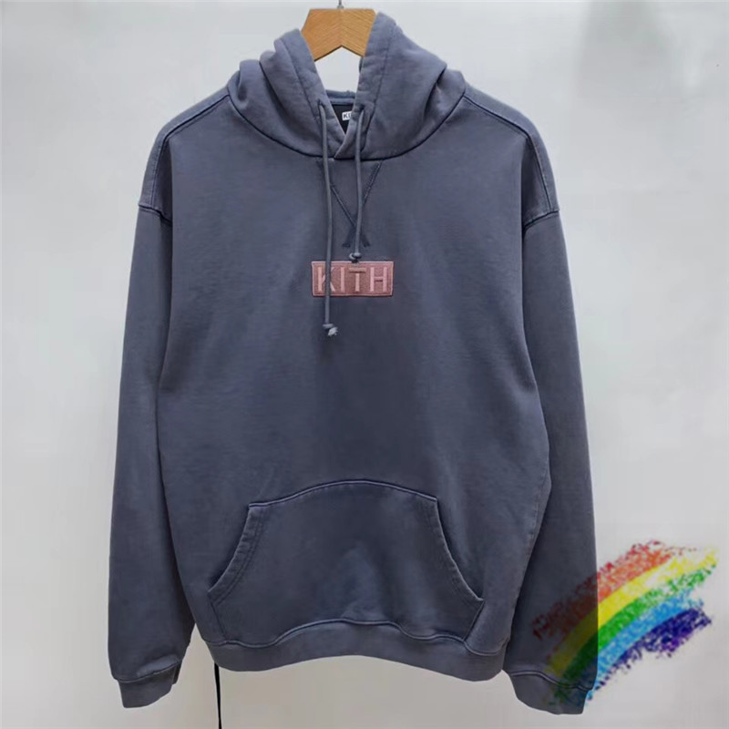 

Heavy Fabric Washed KITH Hoodie Men Women 1:1 High Quality Embroidery Box Pullovers Cotton Sweatshirts Inside Tag Label C0304, Black;white