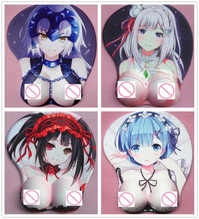 Mouse Pads & Wrist Rests 2021 Version Japanese Anime Silicone 3d Pad Lycra Fabric Wristbands Cartoon Creative Sexy Chest-image-725080696