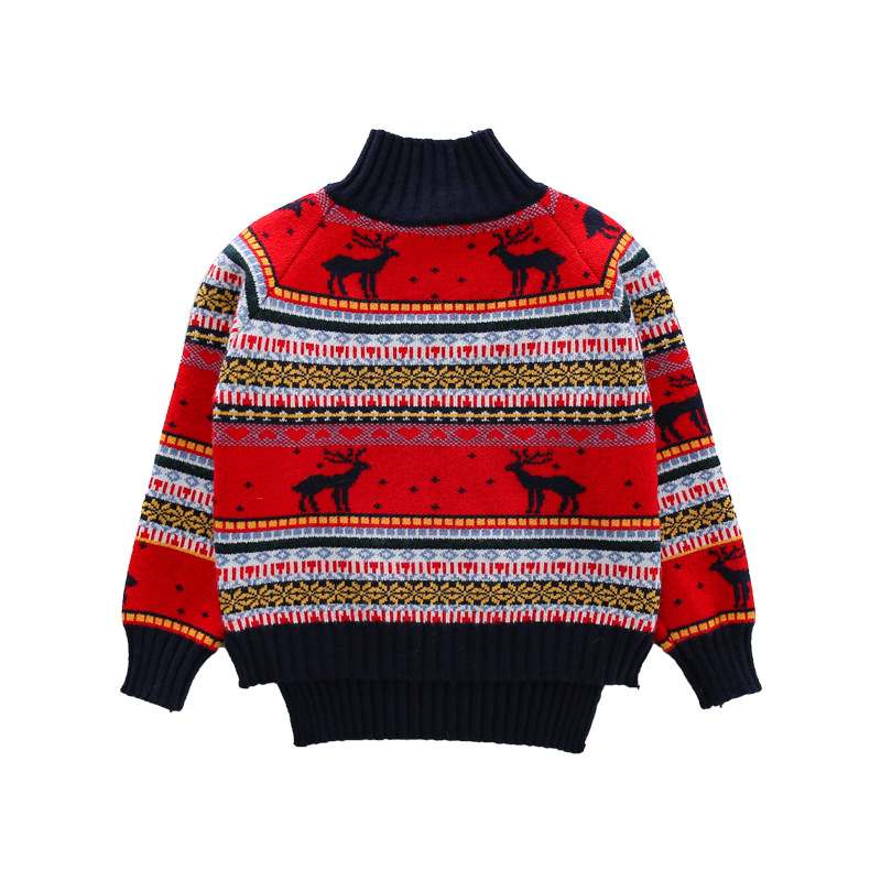 

Girls Christmas Day deer sweater 2021 autumn and winter new children's clothing female bottoming shirt thickening children's sweater, Blue