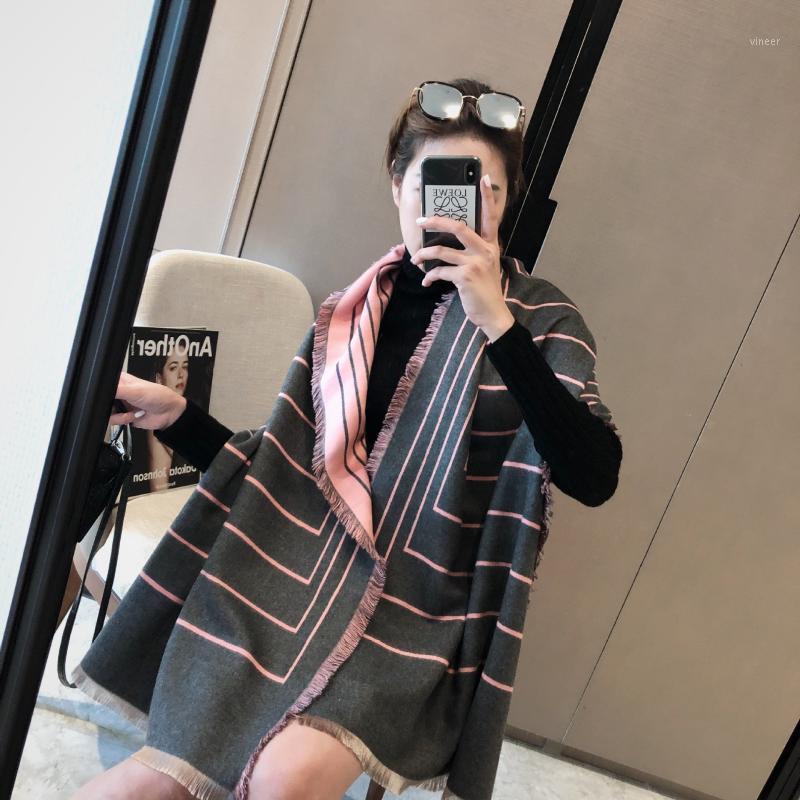 

Scarves Scarf Female Korean Geometric Tassel Street Thickening Warm Ladies Air Conditioning Shawl Dual-use, Blue;gray