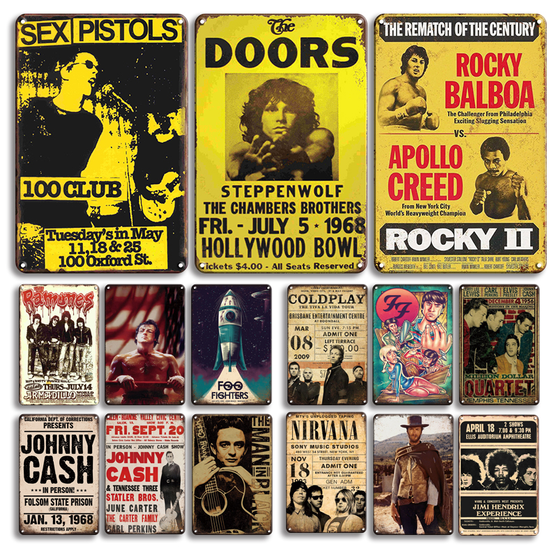 

2021 Johnny Cash Stars Metal Poster Tin Sign Vintage Man Cave Bar Decorative Plates Retro Rock Music Metal Wall Art Plaque Room Decoration