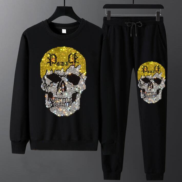 

2021 New Men's Fashionable Sport Suit Hot Drill Brand Men Clothes 2 Fine Ensembles Tracksuit T4wl, Color as shown