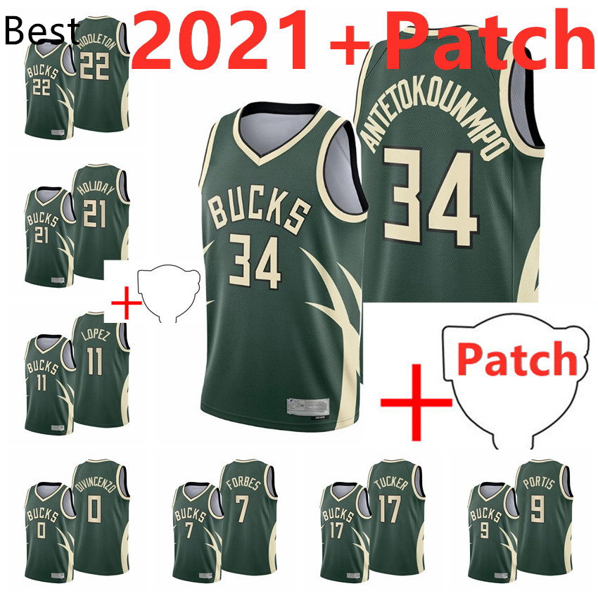 

The Finals Basketball Giannis Antetokounmpo MilwaukeeBucksJersey 34 Khris Middleton 22 Jrue Holiday 21 Lopez Portis Forbes Tucke, White;black