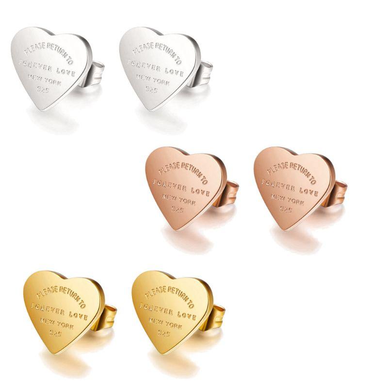 

Stud Stainless Steel Love Forever Heart Earrings Gold Plating Jewelry