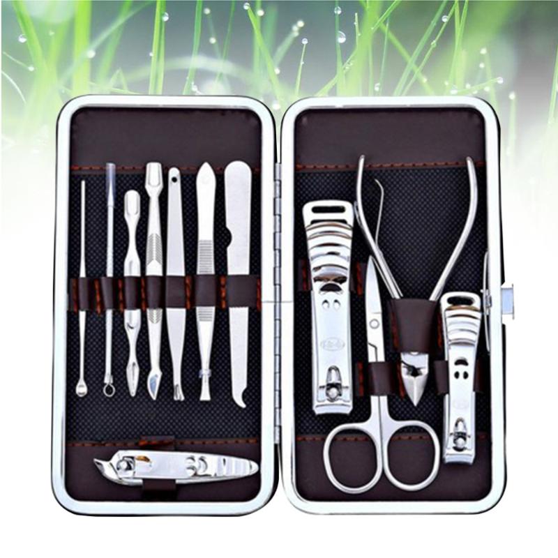 

12pcs Stainless Steel Nail Clipper Cutter Trimmer Toenail Pedicure Ear Pick Grooming Kit with Storage Case