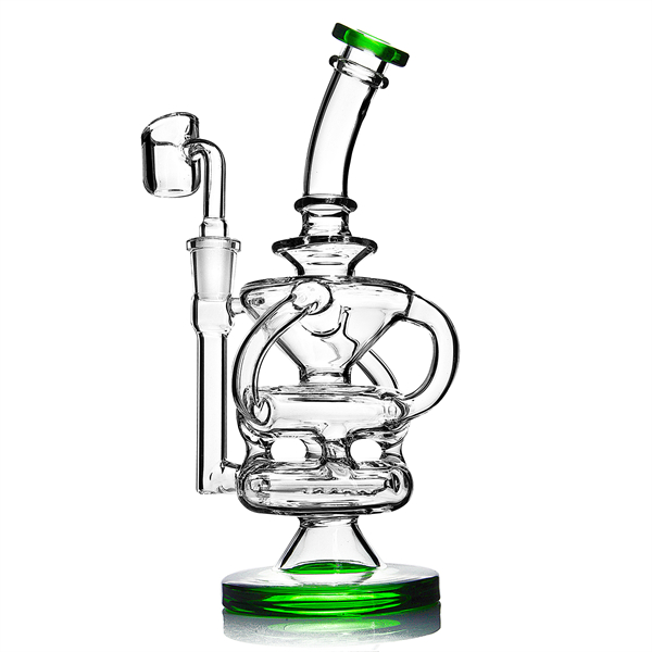 hookahs glass bong beaker oil dab rigs Recycler with banger inline perc water pipes swiss egg green-image-466000753
