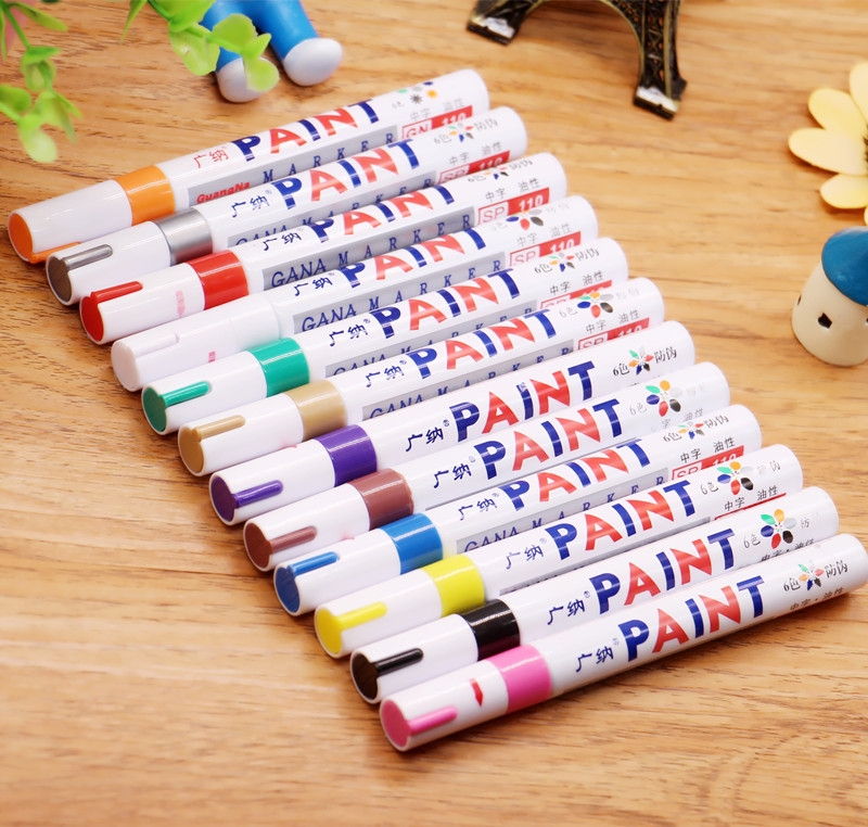 

12 colors Waterproof Car Tyre Tire Tread CD Metal Permanent Paint Marker Graffti Oily Marker Macador Caneta Stationery