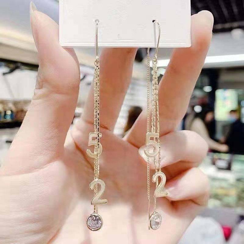 

Dangle & Chandelier Exquisite Ear Rope Fashion Simple Drop Earrings Ladies Jewelry Number 520 Metal Unusual Personality Party Accessory, Silver