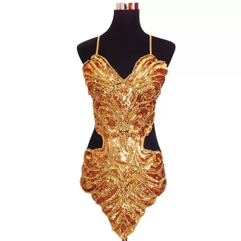 

Stage Wear Studio Art Pography Sexy Sequin Beading Butterfly Bellyband Hollowed Halter Backless Lace-up Belly Dance Dress Set, Black